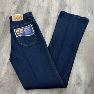 NEW VINTAGE LEE RIDERS REGULAR FIT BOOT CUT DENIM JEANS LEATHER PATCH USA 30x36